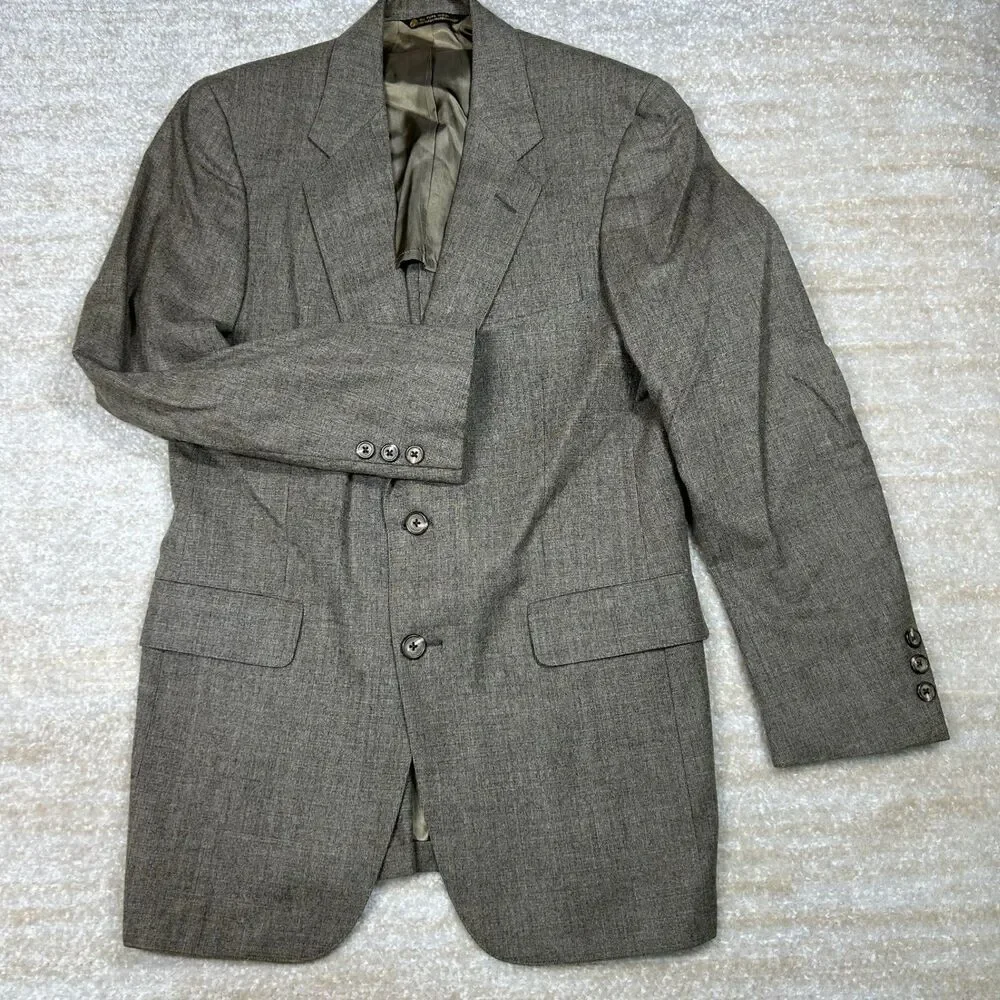 Doncaster Sport Coat Mens 42 Gray Wool Single-Vented 3 Button Flap Pockets